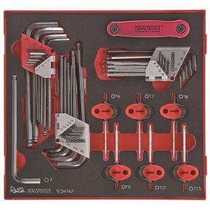 42-elementowy zestaw kluczy trzpieniowych TX i sześciokątnych Teng Tools TEDHT42